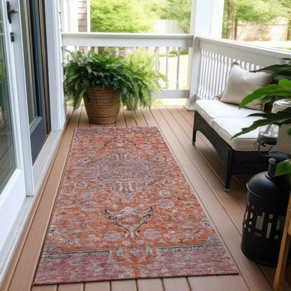 Vexira Orange Washable Indoor - Outdoor Rug - LOOMLAN - LOOMLAN Rugs - Outdoor Rugs