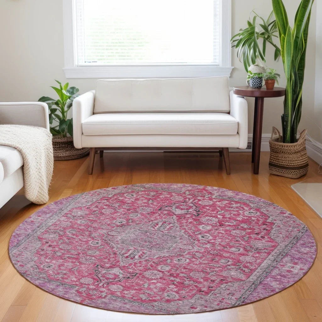 Vexira Pink Washable Indoor - Outdoor Rug - LOOMLAN - LOOMLAN Rugs - Outdoor Rugs