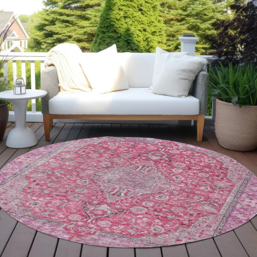 Vexira Pink Washable Indoor - Outdoor Rug - LOOMLAN - LOOMLAN Rugs - Outdoor Rugs