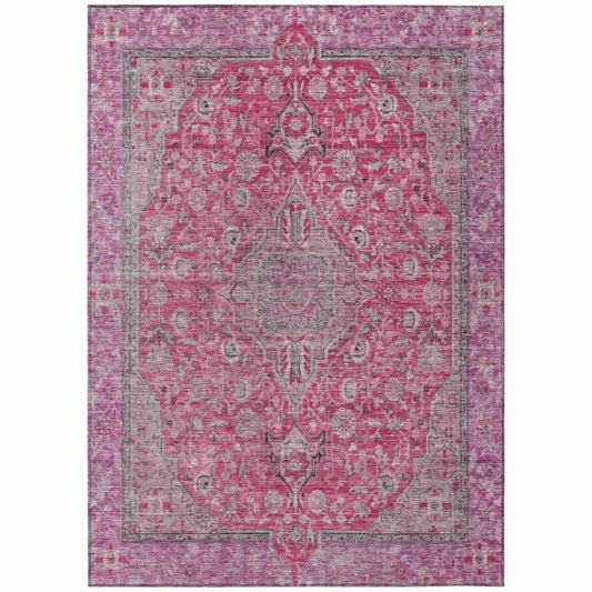 Vexira Pink Washable Indoor - Outdoor Rug - LOOMLAN - LOOMLAN Rugs - Outdoor Rugs