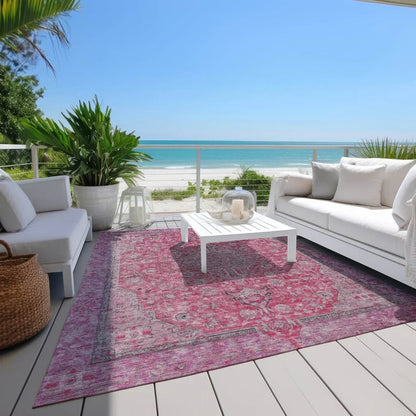 Vexira Pink Washable Indoor - Outdoor Rug - LOOMLAN - LOOMLAN Rugs - Outdoor Rugs