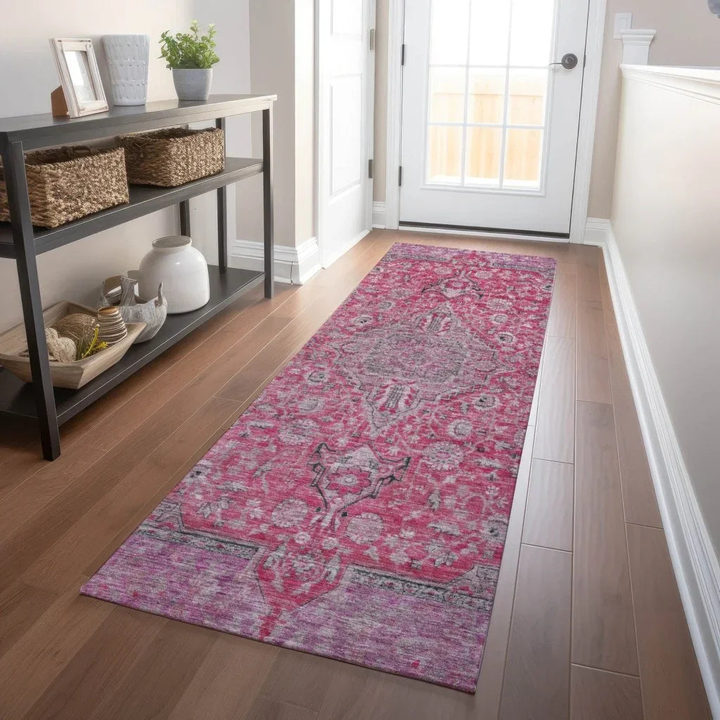 Vexira Pink Washable Indoor - Outdoor Rug - LOOMLAN - LOOMLAN Rugs - Outdoor Rugs