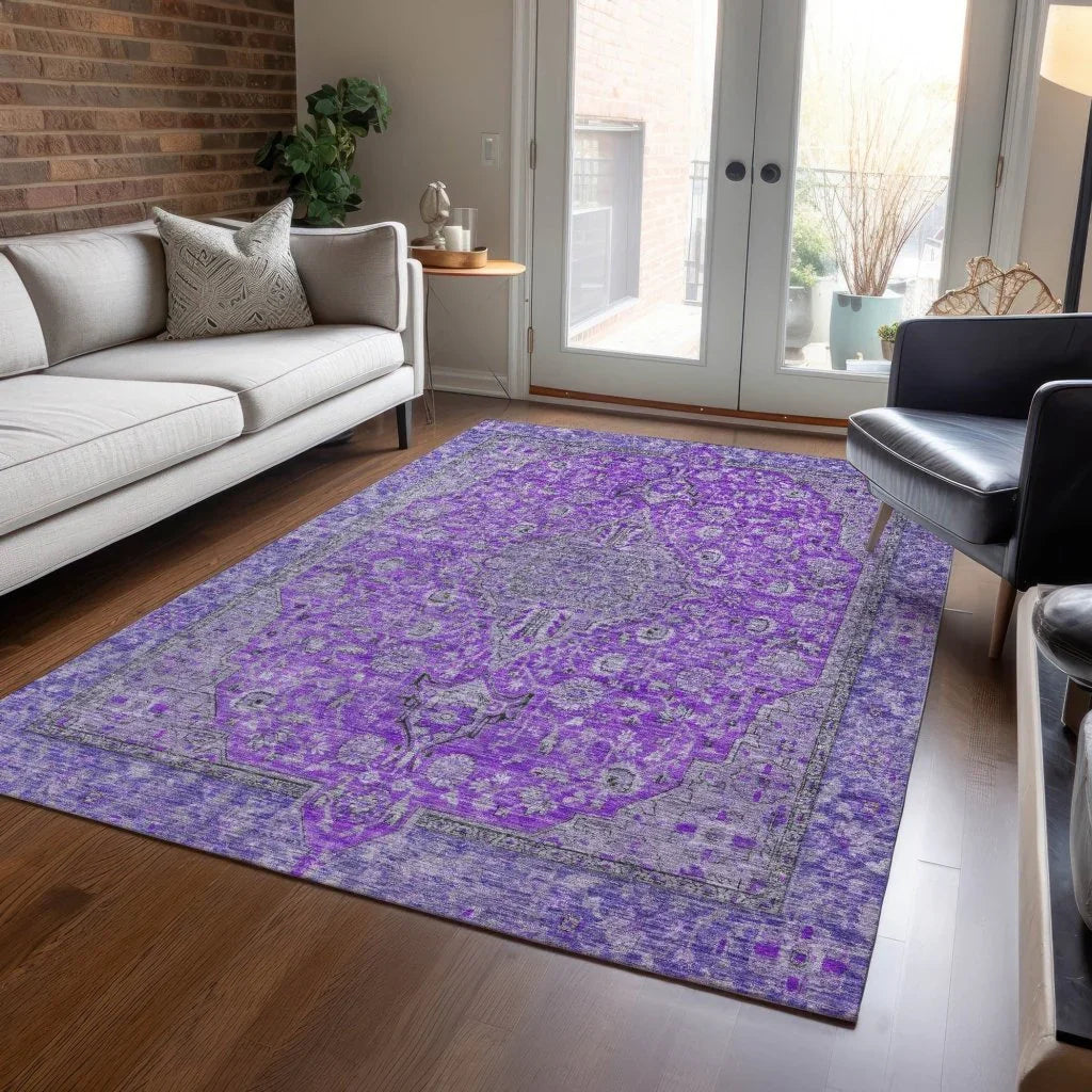 Vexira Purple Washable Indoor - Outdoor Rug - LOOMLAN - LOOMLAN Rugs - Outdoor Rugs