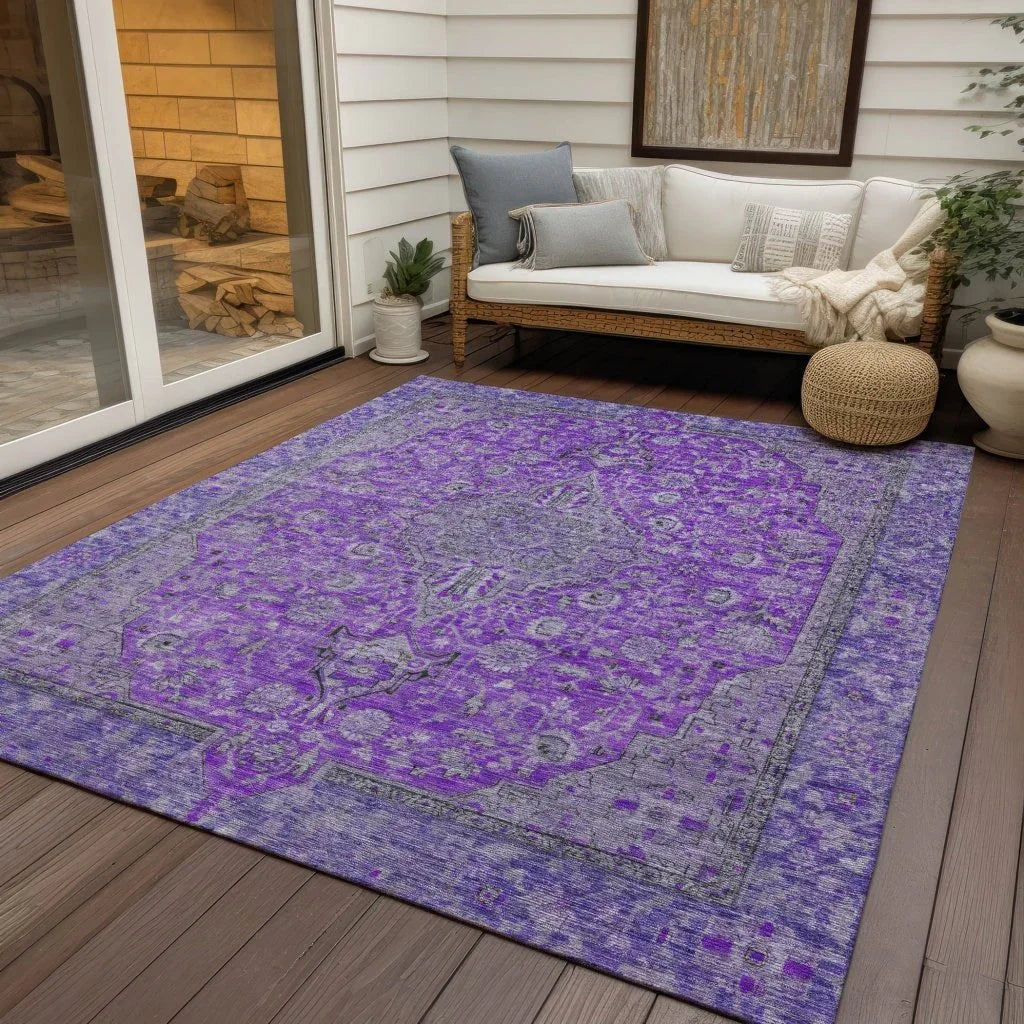 Vexira Purple Washable Indoor - Outdoor Rug - LOOMLAN - LOOMLAN Rugs - Outdoor Rugs