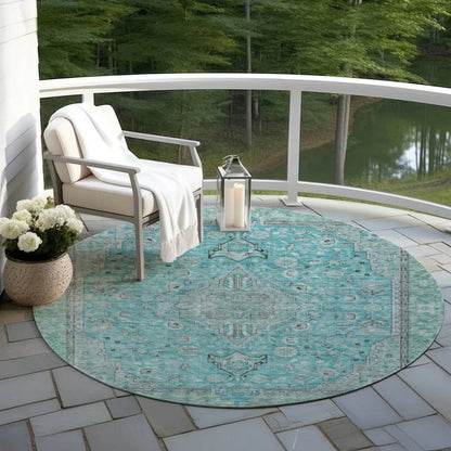 Vexira Teal Washable Indoor - Outdoor Rug - LOOMLAN - LOOMLAN Rugs - Outdoor Rugs