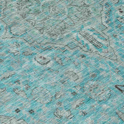 Vexira Teal Washable Indoor - Outdoor Rug - LOOMLAN - LOOMLAN Rugs - Outdoor Rugs