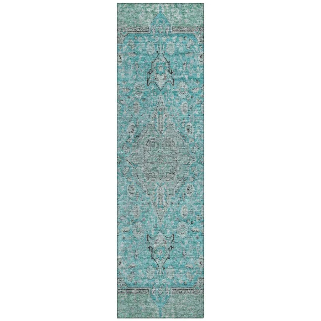 Vexira Teal Washable Indoor - Outdoor Rug - LOOMLAN - LOOMLAN Rugs - Outdoor Rugs