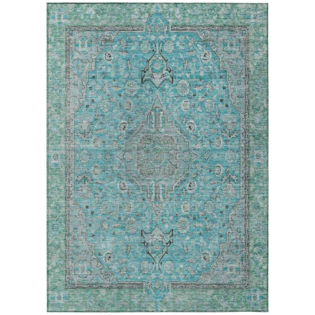 Vexira Teal Washable Indoor - Outdoor Rug - LOOMLAN - LOOMLAN Rugs - Outdoor Rugs