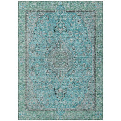 Vexira Teal Washable Indoor - Outdoor Rug - LOOMLAN - LOOMLAN Rugs - Outdoor Rugs