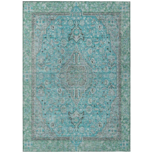Vexira Teal Washable Indoor - Outdoor Rug - LOOMLAN - LOOMLAN Rugs - Outdoor Rugs