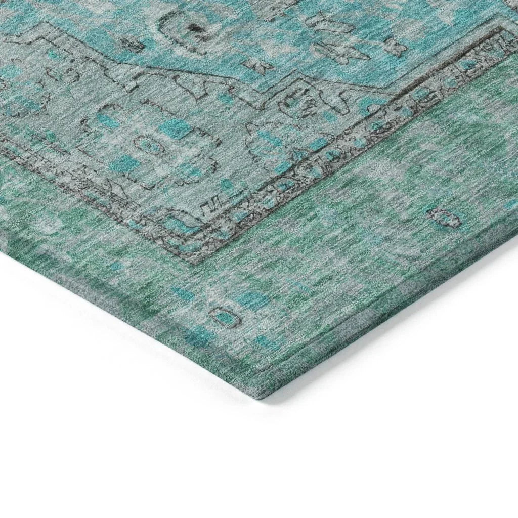 Vexira Teal Washable Indoor - Outdoor Rug - LOOMLAN - LOOMLAN Rugs - Outdoor Rugs