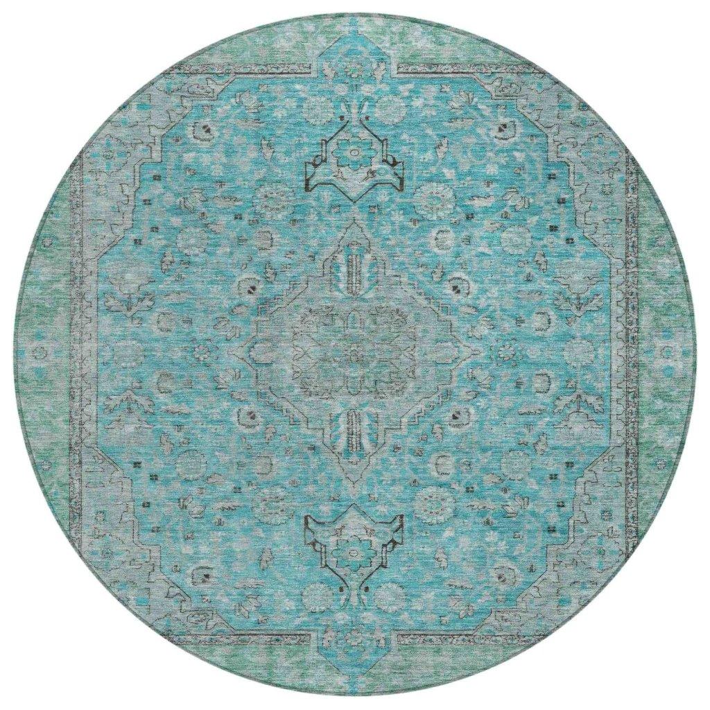 Vexira Teal Washable Indoor - Outdoor Rug - LOOMLAN - LOOMLAN Rugs - Outdoor Rugs