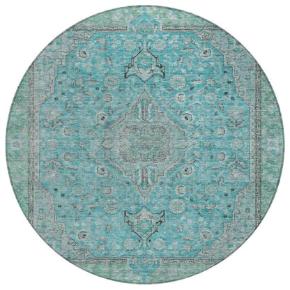 Vexira Teal Washable Indoor - Outdoor Rug - LOOMLAN - LOOMLAN Rugs - Outdoor Rugs