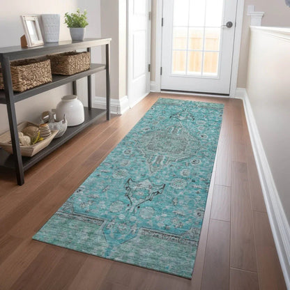 Vexira Teal Washable Indoor - Outdoor Rug - LOOMLAN - LOOMLAN Rugs - Outdoor Rugs