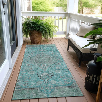 Vexira Teal Washable Indoor - Outdoor Rug - LOOMLAN - LOOMLAN Rugs - Outdoor Rugs