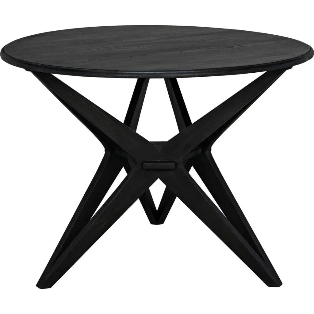 Victor Wood Round Dining Table-Dining Tables-Noir-LOOMLAN