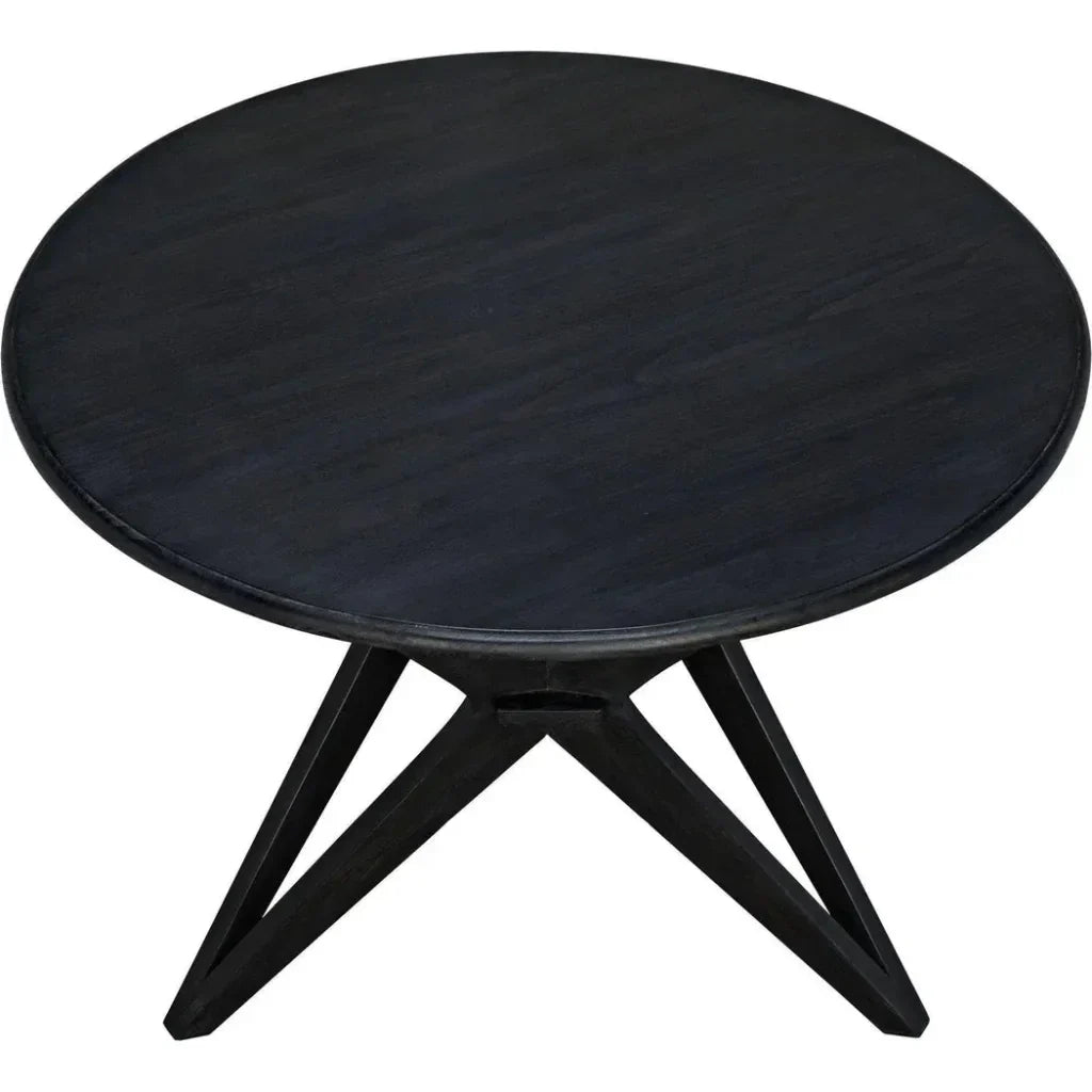 Victor Wood Round Dining Table-Dining Tables-Noir-LOOMLAN