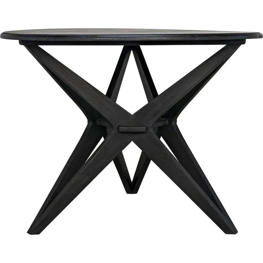 Victor Wood Round Dining Table-Dining Tables-Noir-LOOMLAN