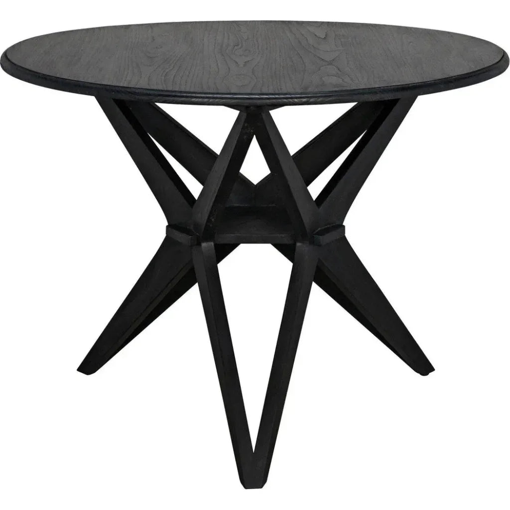 Victor Wood Round Dining Table-Dining Tables-Noir-LOOMLAN