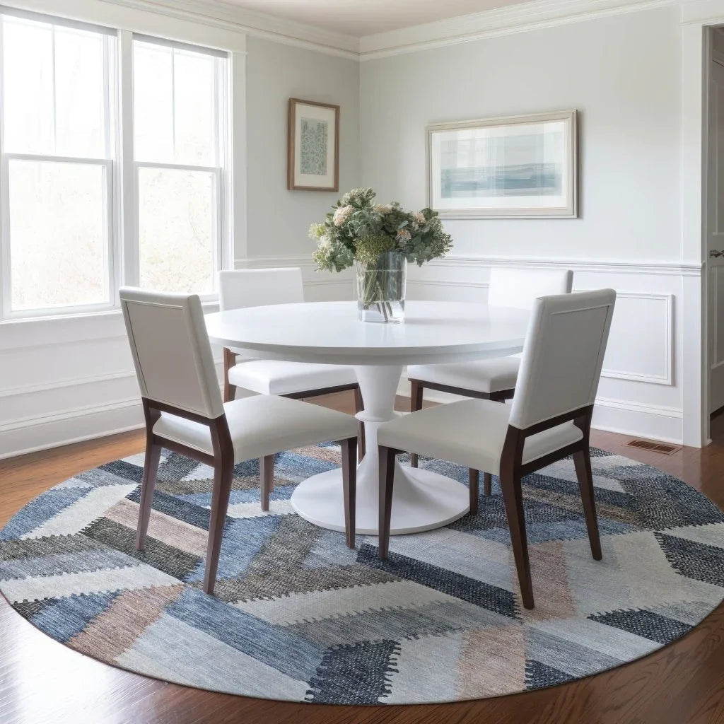 Viella Blue Washable Indoor - Outdoor Rug - LOOMLAN - LOOMLAN Rugs - Outdoor Rugs