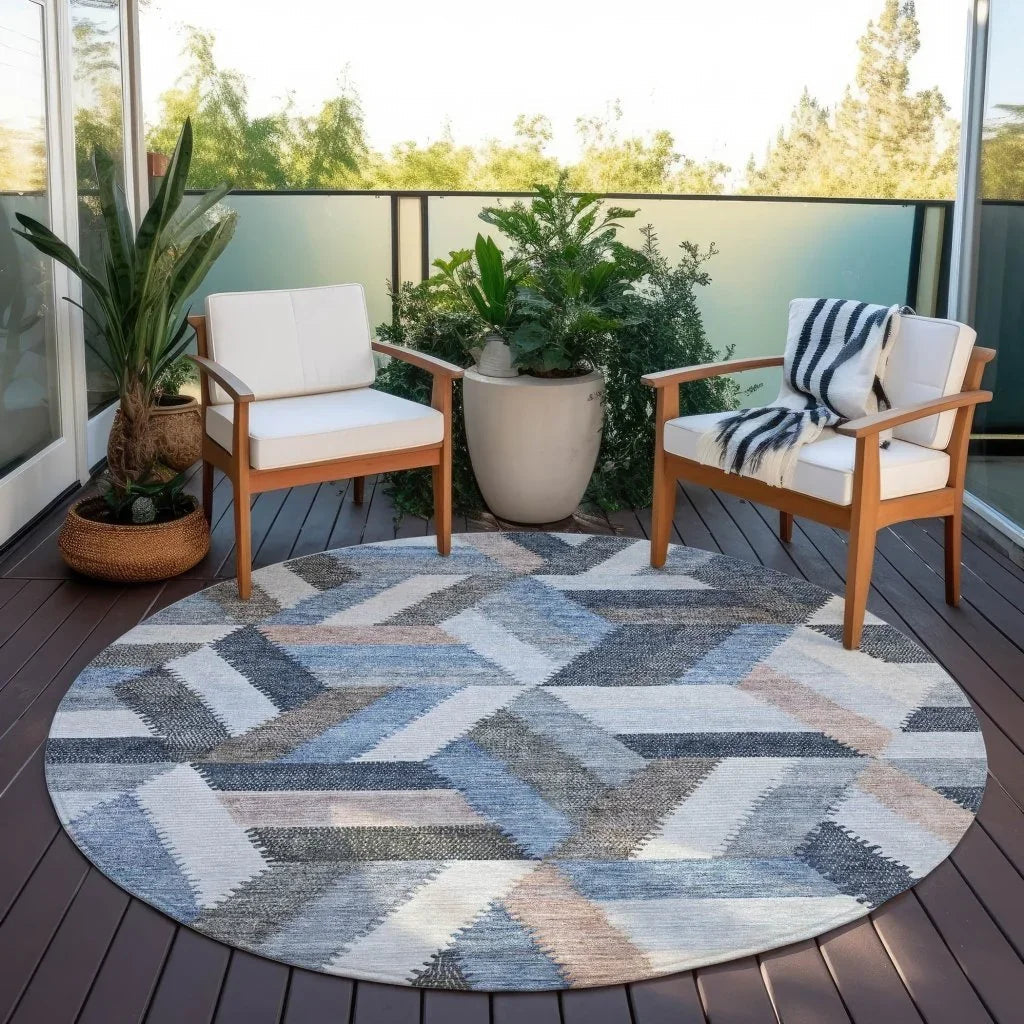 Viella Blue Washable Indoor - Outdoor Rug - LOOMLAN - LOOMLAN Rugs - Outdoor Rugs