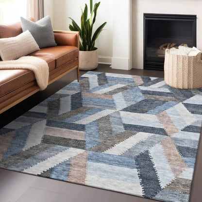 Viella Blue Washable Indoor - Outdoor Rug - LOOMLAN - LOOMLAN Rugs - Outdoor Rugs