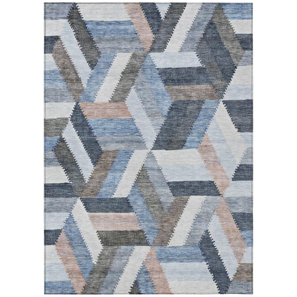 Viella Blue Washable Indoor - Outdoor Rug - LOOMLAN - LOOMLAN Rugs - Outdoor Rugs