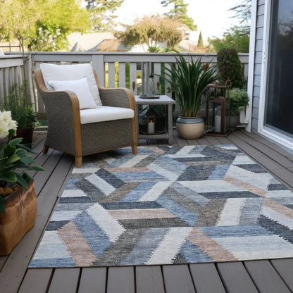 Viella Blue Washable Indoor - Outdoor Rug - LOOMLAN - LOOMLAN Rugs - Outdoor Rugs