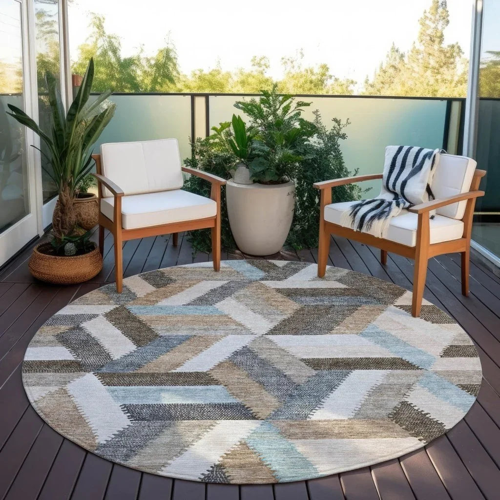 Viella Brown Washable Indoor - Outdoor Rug - LOOMLAN - LOOMLAN Rugs - Outdoor Rugs