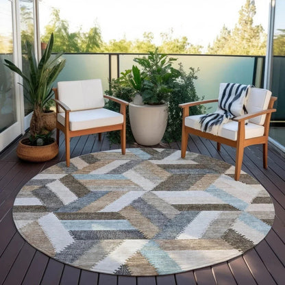 Viella Brown Washable Indoor - Outdoor Rug - LOOMLAN - LOOMLAN Rugs - Outdoor Rugs