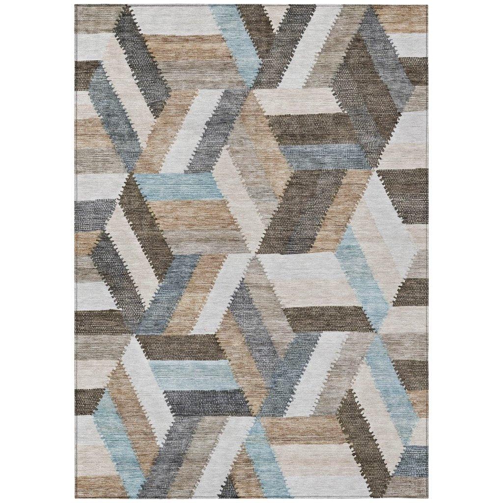 Viella Brown Washable Indoor - Outdoor Rug - LOOMLAN - LOOMLAN Rugs - Outdoor Rugs