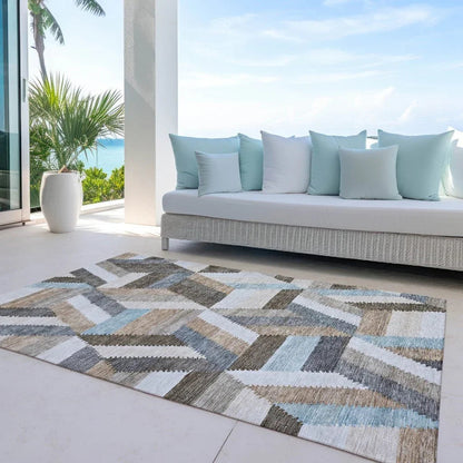 Viella Brown Washable Indoor - Outdoor Rug - LOOMLAN - LOOMLAN Rugs - Outdoor Rugs