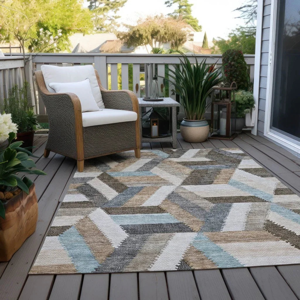Viella Brown Washable Indoor - Outdoor Rug - LOOMLAN - LOOMLAN Rugs - Outdoor Rugs
