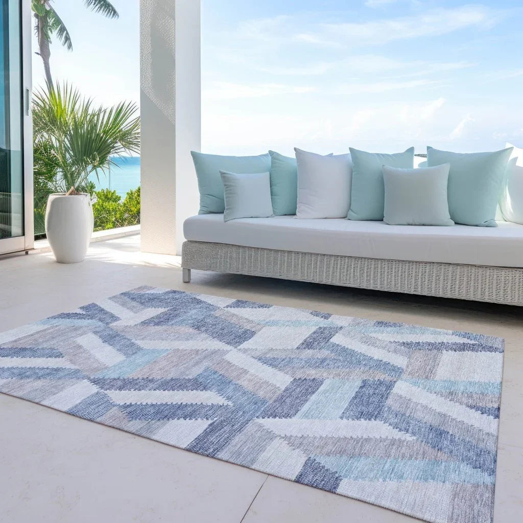 Viella Denim Washable Indoor - Outdoor Rug - LOOMLAN - LOOMLAN Rugs - Outdoor Rugs