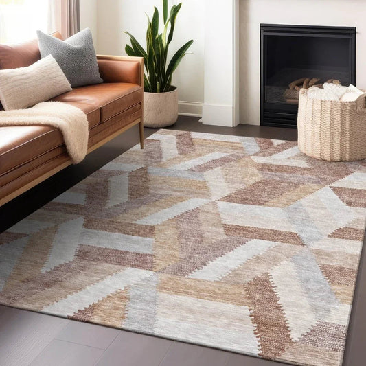 Viella Orange Washable Indoor - Outdoor Rug - LOOMLAN - LOOMLAN Rugs - Outdoor Rugs
