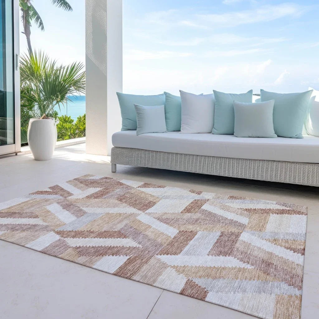 Viella Orange Washable Indoor - Outdoor Rug - LOOMLAN - LOOMLAN Rugs - Outdoor Rugs