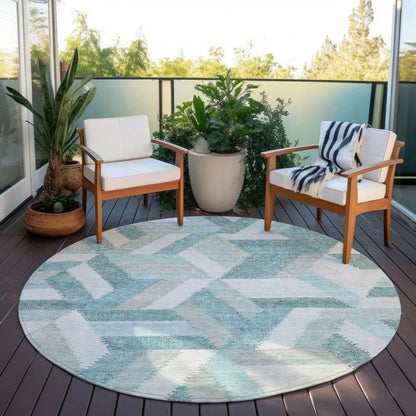 Viella Teal Washable Indoor - Outdoor Rug - LOOMLAN - LOOMLAN Rugs - Outdoor Rugs