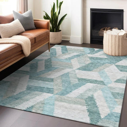 Viella Teal Washable Indoor - Outdoor Rug - LOOMLAN - LOOMLAN Rugs - Outdoor Rugs