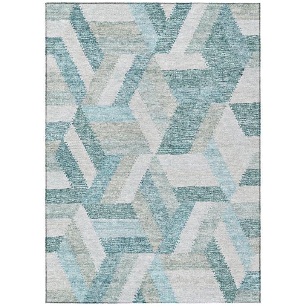 Viella Teal Washable Indoor - Outdoor Rug - LOOMLAN - LOOMLAN Rugs - Outdoor Rugs