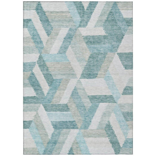 Viella Teal Washable Indoor - Outdoor Rug - LOOMLAN - LOOMLAN Rugs - Outdoor Rugs