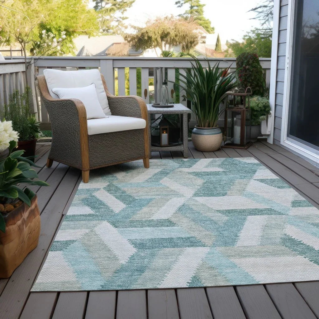 Viella Teal Washable Indoor - Outdoor Rug - LOOMLAN - LOOMLAN Rugs - Outdoor Rugs
