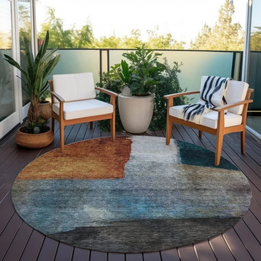 Vienna Orange Washable Indoor-Outdoor Rug-Outdoor Rugs-LOOMLAN Rugs-LOOMLAN
