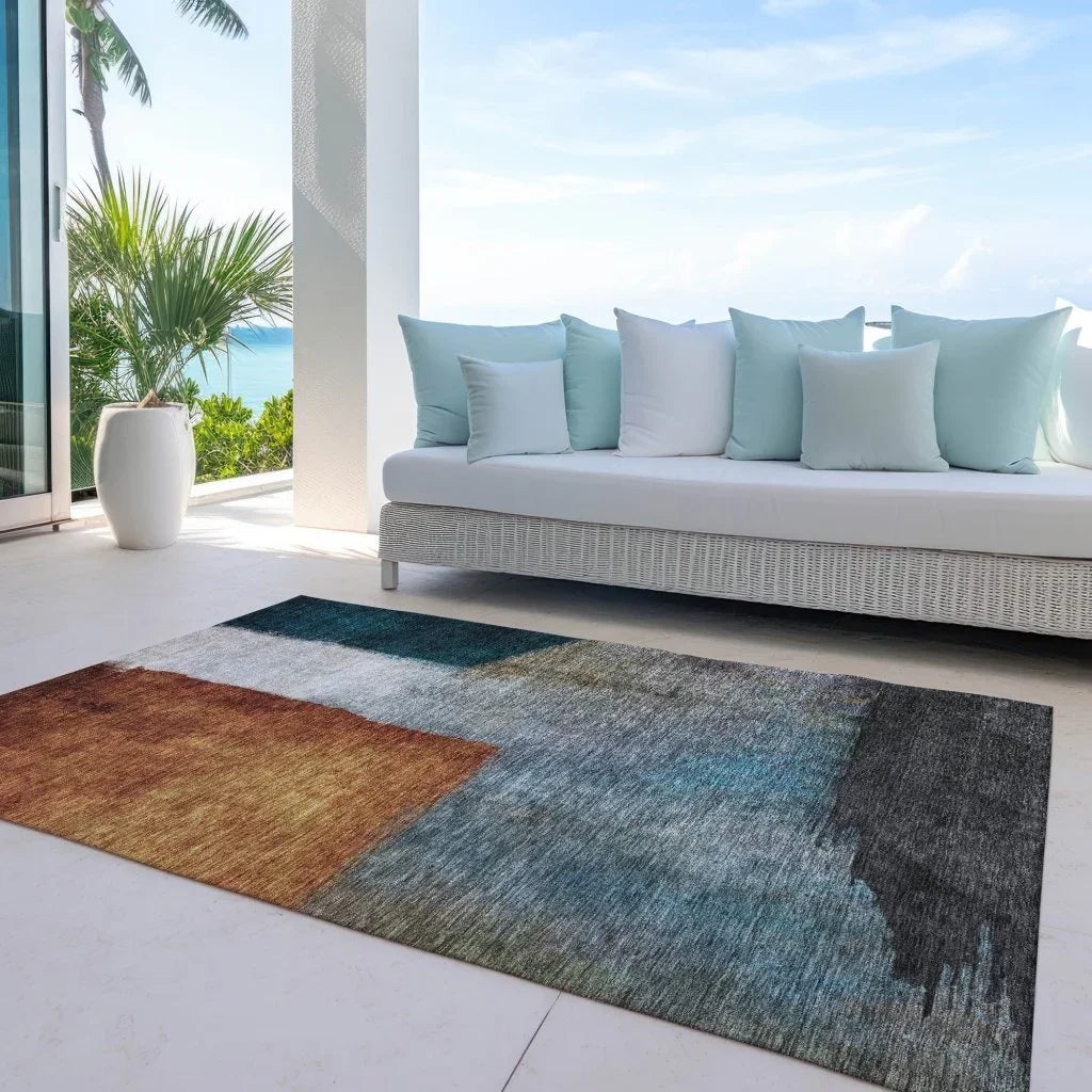 Vienna Orange Washable Indoor-Outdoor Rug-Outdoor Rugs-LOOMLAN Rugs-LOOMLAN