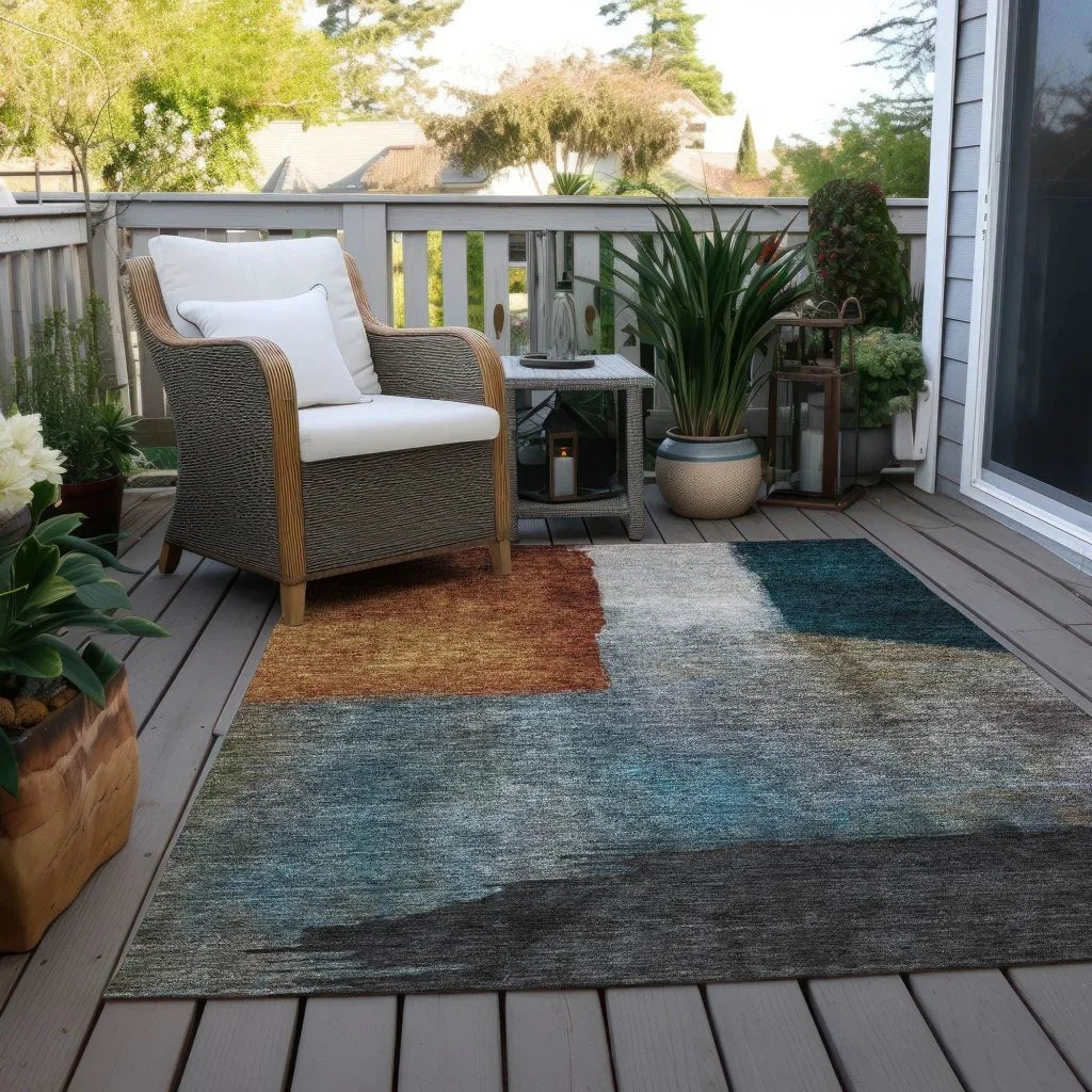 Vienna Orange Washable Indoor-Outdoor Rug-Outdoor Rugs-LOOMLAN Rugs-LOOMLAN