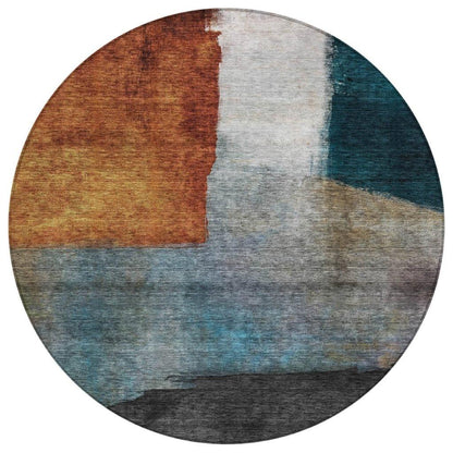 Vienna Orange Washable Indoor-Outdoor Rug-Outdoor Rugs-LOOMLAN Rugs-8' x 8'-LOOMLAN