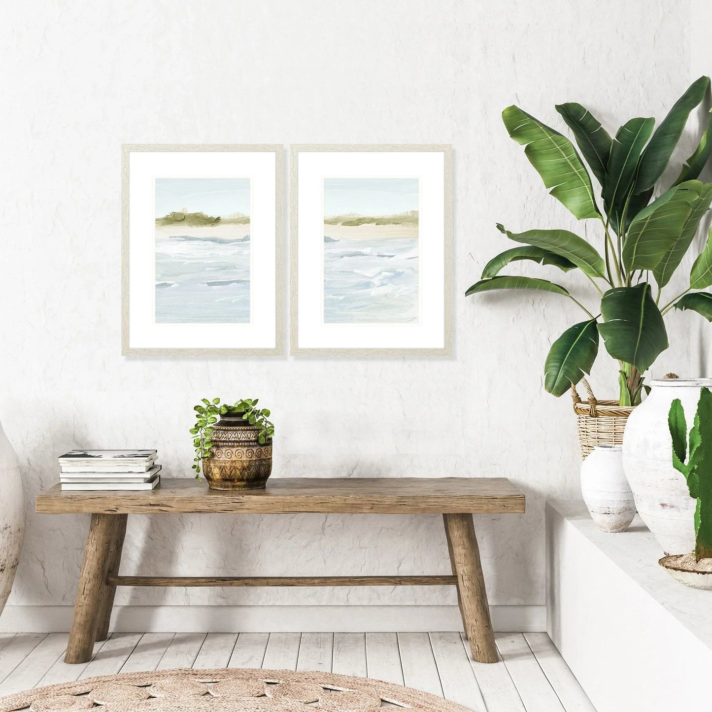 View of the Shore Blue Framed Wall Art 2PC