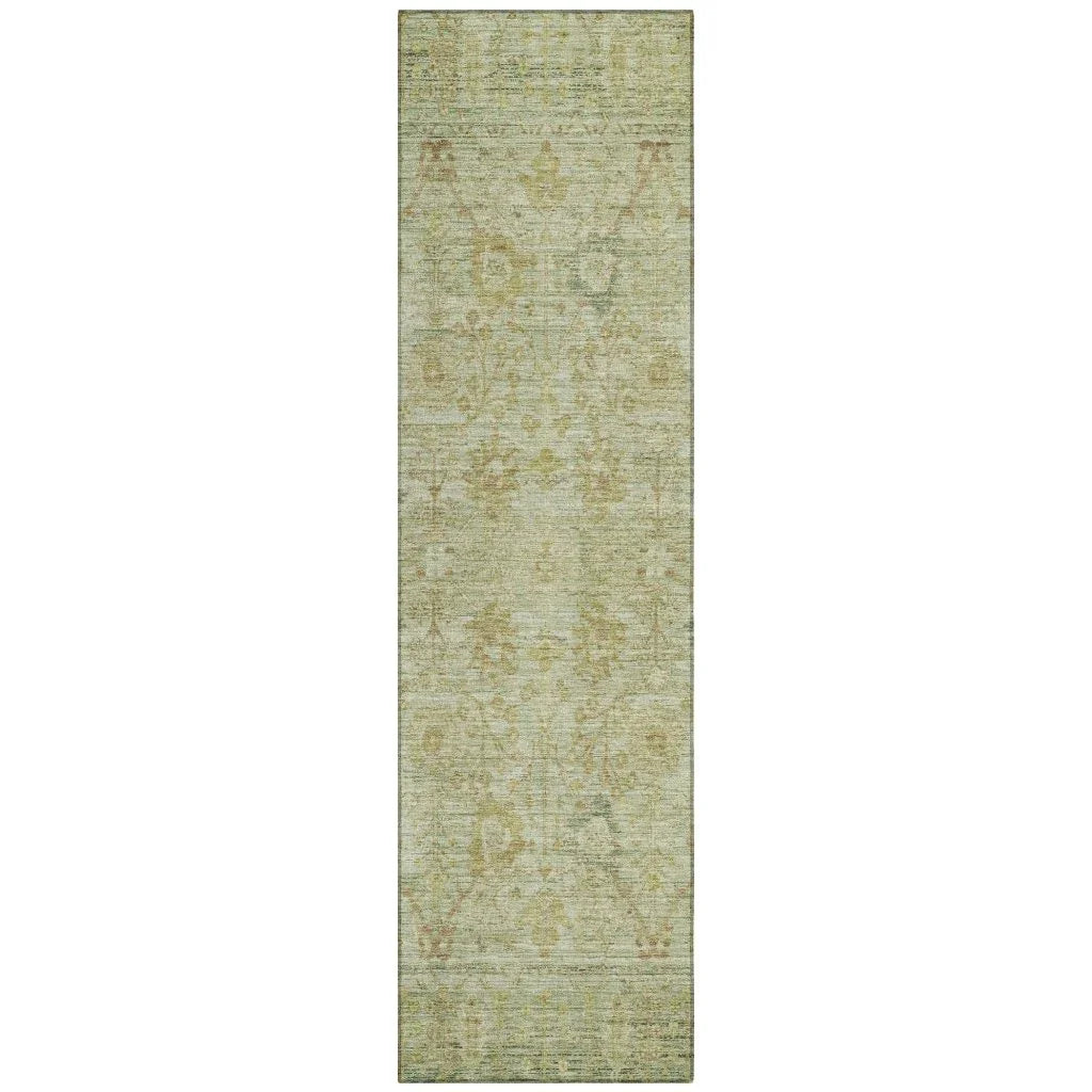 Vilnius Green Washable Indoor-Outdoor Rug-Outdoor Rugs-LOOMLAN Rugs-2'3" x 7'6"-LOOMLAN
