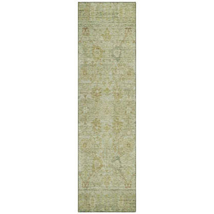 Vilnius Green Washable Indoor-Outdoor Rug-Outdoor Rugs-LOOMLAN Rugs-2'3" x 7'6"-LOOMLAN