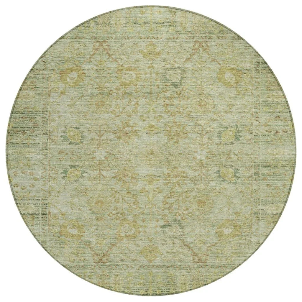 Vilnius Green Washable Indoor-Outdoor Rug-Outdoor Rugs-LOOMLAN Rugs-8' x 8'-LOOMLAN