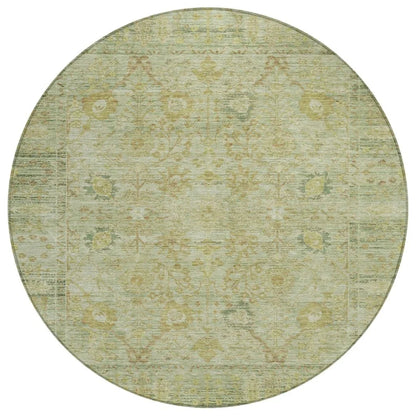 Vilnius Green Washable Indoor-Outdoor Rug-Outdoor Rugs-LOOMLAN Rugs-8' x 8'-LOOMLAN